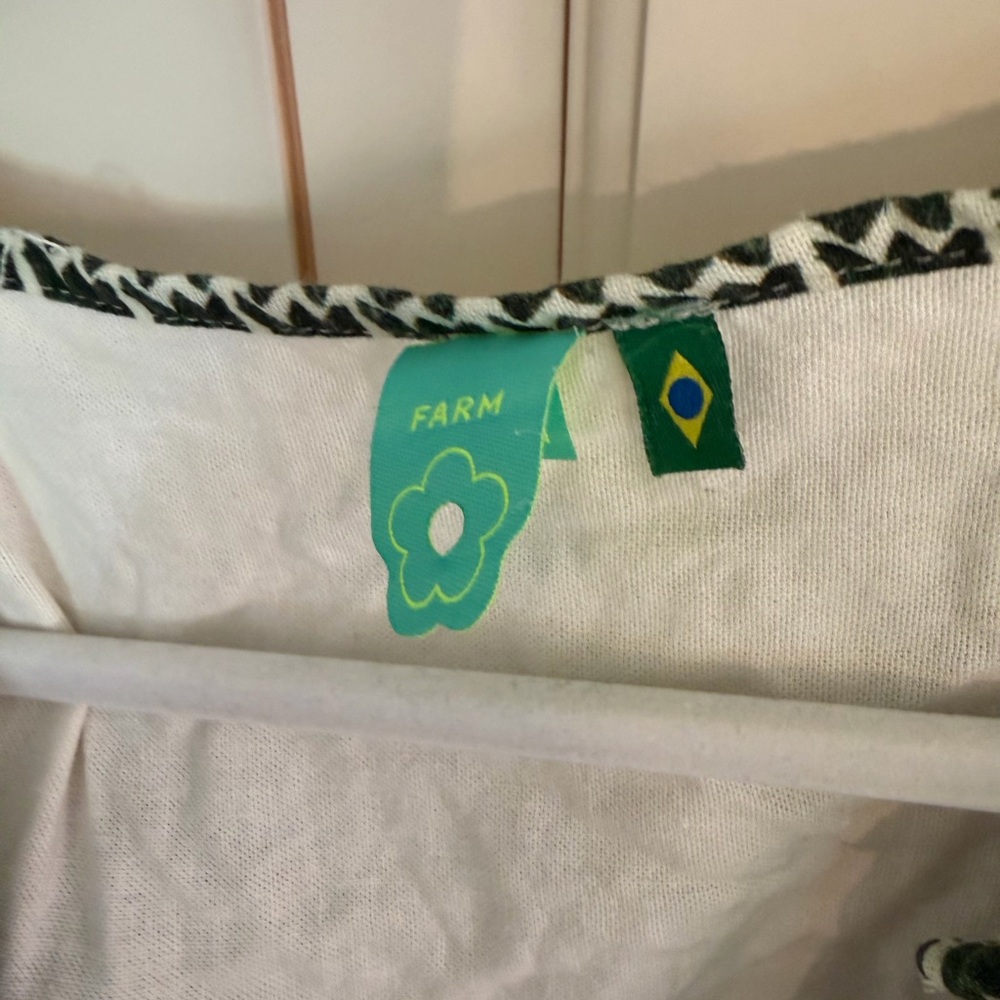 FARM Rio Cream Maxi Dress with Olive Palm Print and Green Trim - Picture 8 of 13